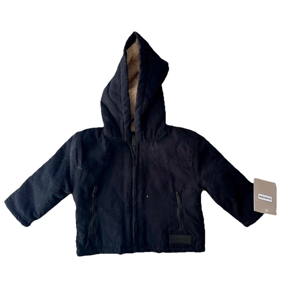 Hunter Boys Size 18 Months Black Sherpa Lined Hooded Jacket Full Zip NWT